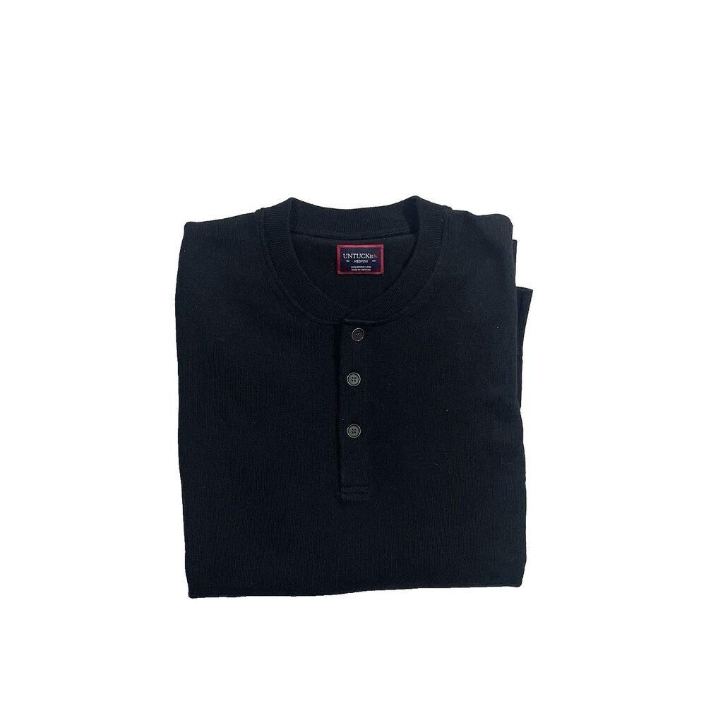 UNTUCKit Travis Style 40253 Sweater Men’s Medium Black Merino Wool Flawed